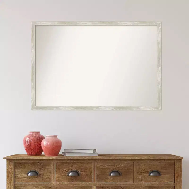 38"x26" rissiger metallischer schmaler Wandspiegel – modernes Rechteck, inklusive Montagematerial