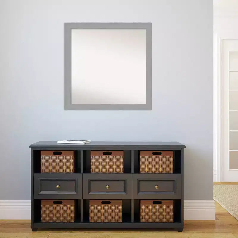30"x30" quadratischer Wandspiegel aus gebürstetem Nickel – moderner Polystyrolrahmen