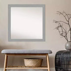 30"x30" quadratischer Wandspiegel aus gebürstetem Nickel – moderner Polystyrolrahmen