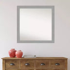30"x30" quadratischer Wandspiegel aus gebürstetem Nickel – moderner Polystyrolrahmen
