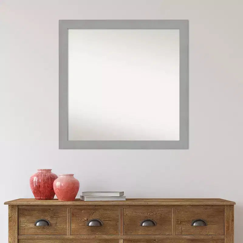 30"x30" quadratischer Wandspiegel aus gebürstetem Nickel – moderner Polystyrolrahmen