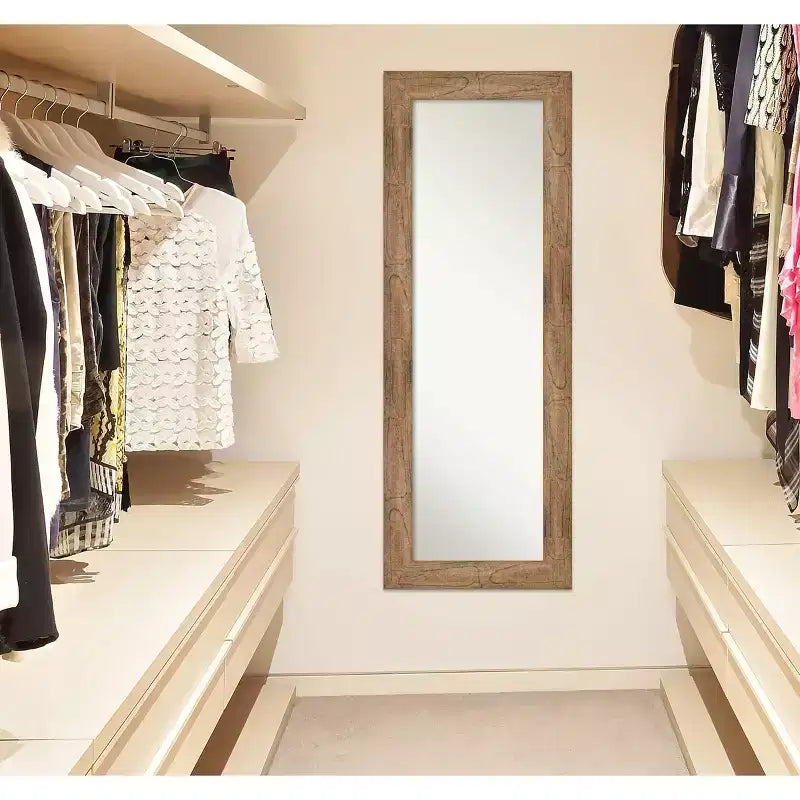 Specchio da porta a figura intera 20"x54" in legno marrone con gufo