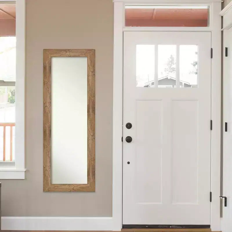Specchio da porta a figura intera 20"x54" in legno marrone con gufo