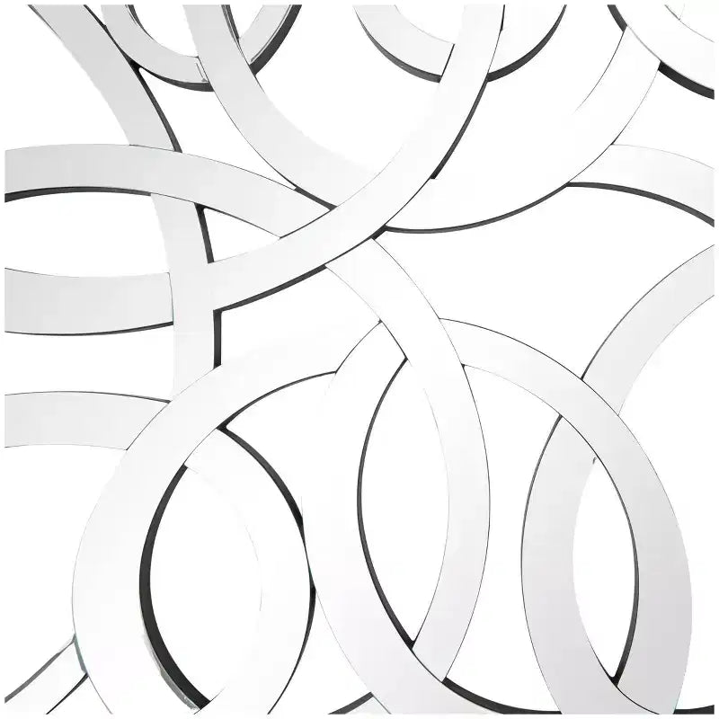 35"x64" Glass Geometric Wall Mirror – Silver Frame, Large Room Accent