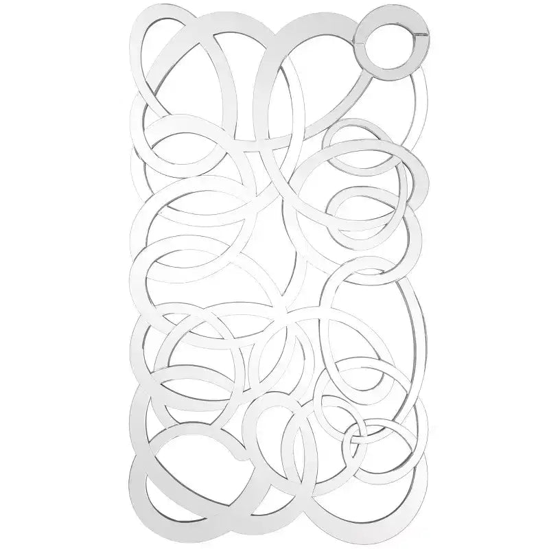 35"x64" Glas geometrischer Wandspiegel – silberner Rahmen, großer Raumakzent