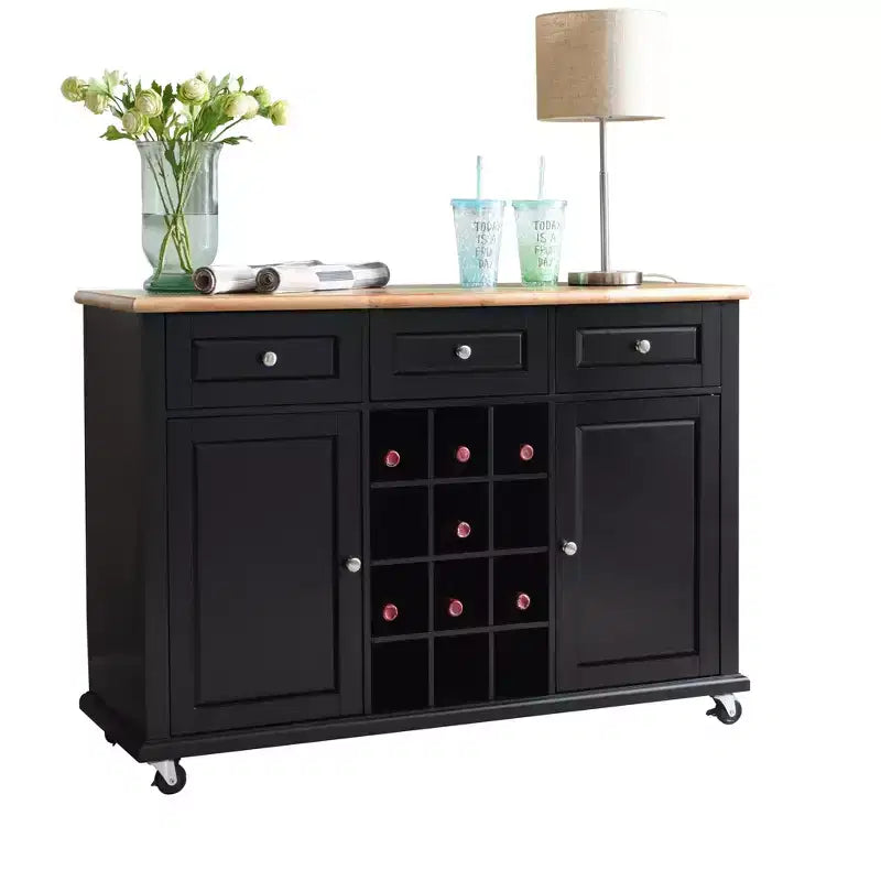 Weinregal Sideboard Buffet Konsolentisch – Aufbewahrungsschrank, Schwarz