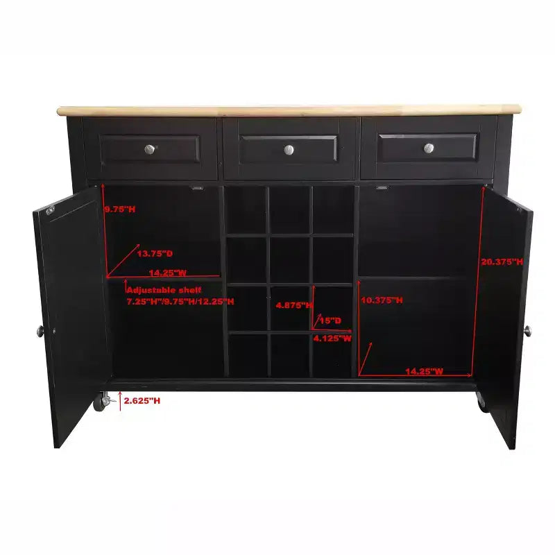 Weinregal Sideboard Buffet Konsolentisch – Aufbewahrungsschrank, Schwarz