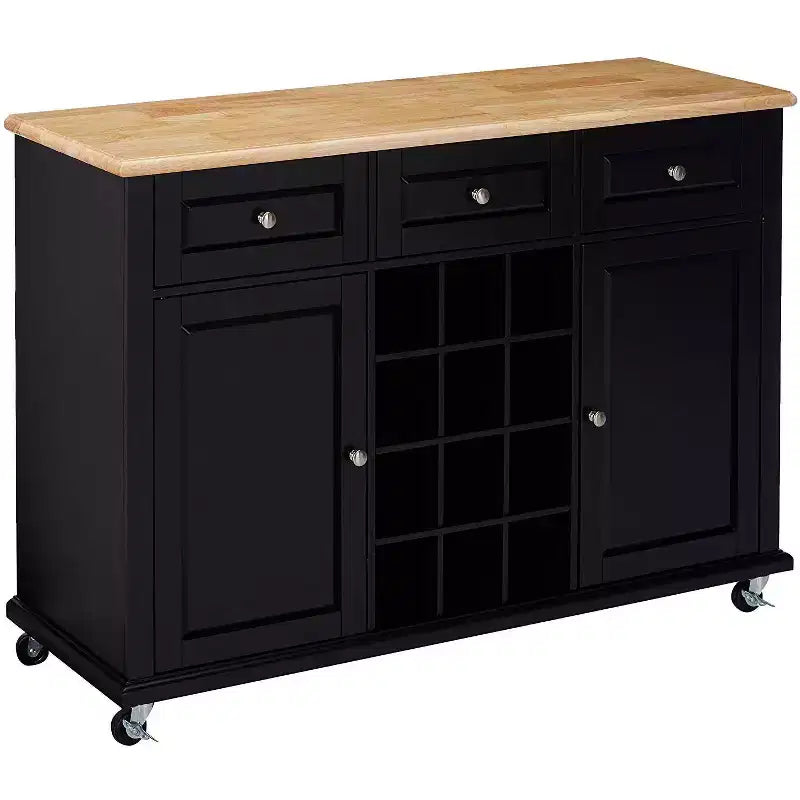 Weinregal Sideboard Buffet Konsolentisch – Aufbewahrungsschrank, Schwarz