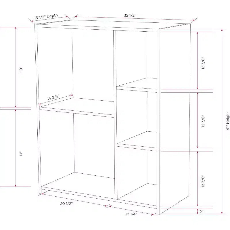 5-Cube Wood Open Shelf Organizer – Bookcase Storage Unit, Gray/White
