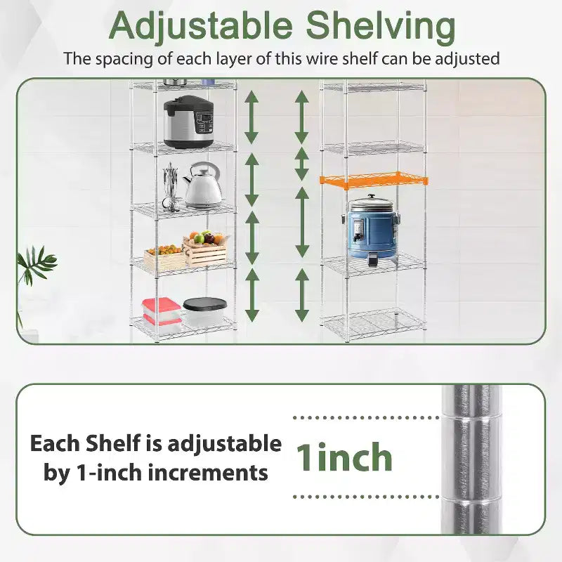 6-Tier Heavy-Duty Wire Shelf Unit – Metal Shelving for Books, Toys, Clothes & Kitchenware