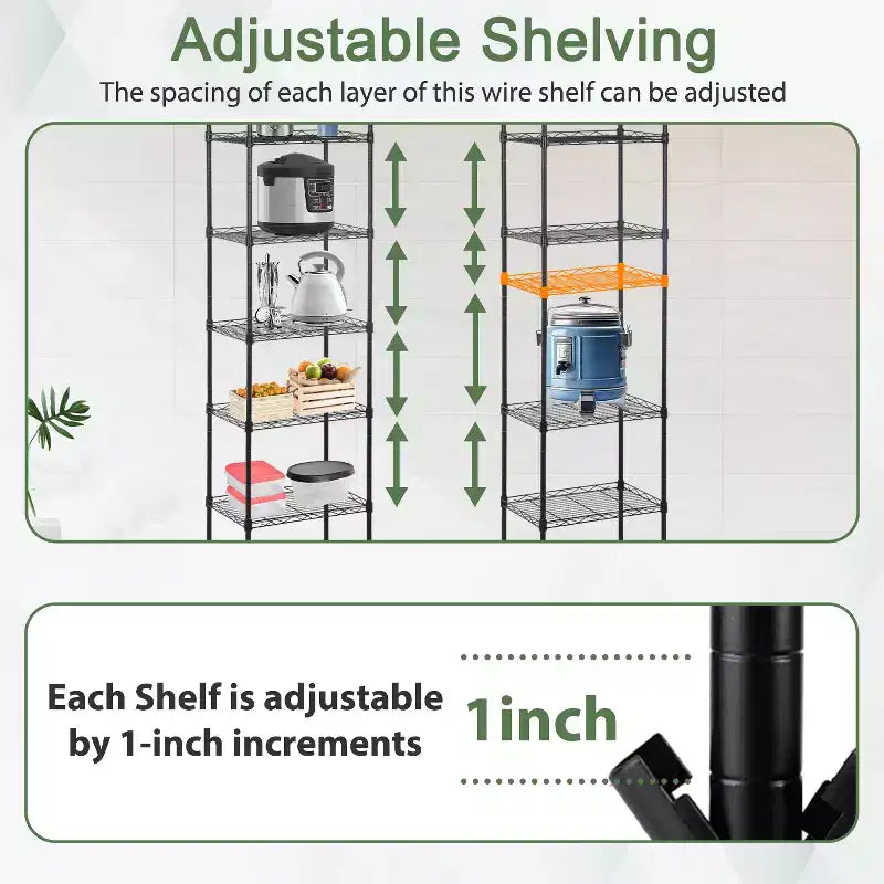 6-Tier Heavy-Duty Wire Shelf Unit – Metal Shelving for Books, Toys, Clothes & Kitchenware