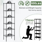 6-Tier Heavy-Duty Wire Shelf Unit – Metal Shelving for Books, Toys, Clothes & Kitchenware