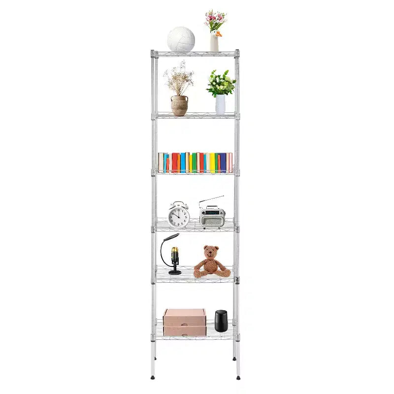 6-Tier Heavy-Duty Wire Shelf Unit – Metal Shelving for Books, Toys, Clothes & Kitchenware
