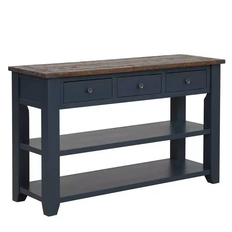 Klassischer Vintage Konsolentisch – 3 Aufbewahrungsschubladen & 2 offene Regale, Flur & Wohnzimmer  
