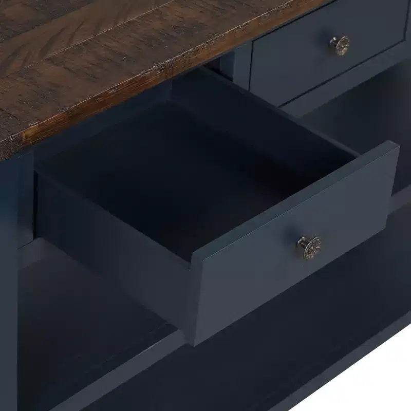 Klassischer Vintage Konsolentisch – 3 Aufbewahrungsschubladen & 2 offene Regale, Flur & Wohnzimmer  