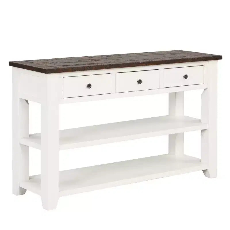 Classic Vintage Console Table – 3 Storage Drawers & 2 Open Shelves, Entryway & Living Room
