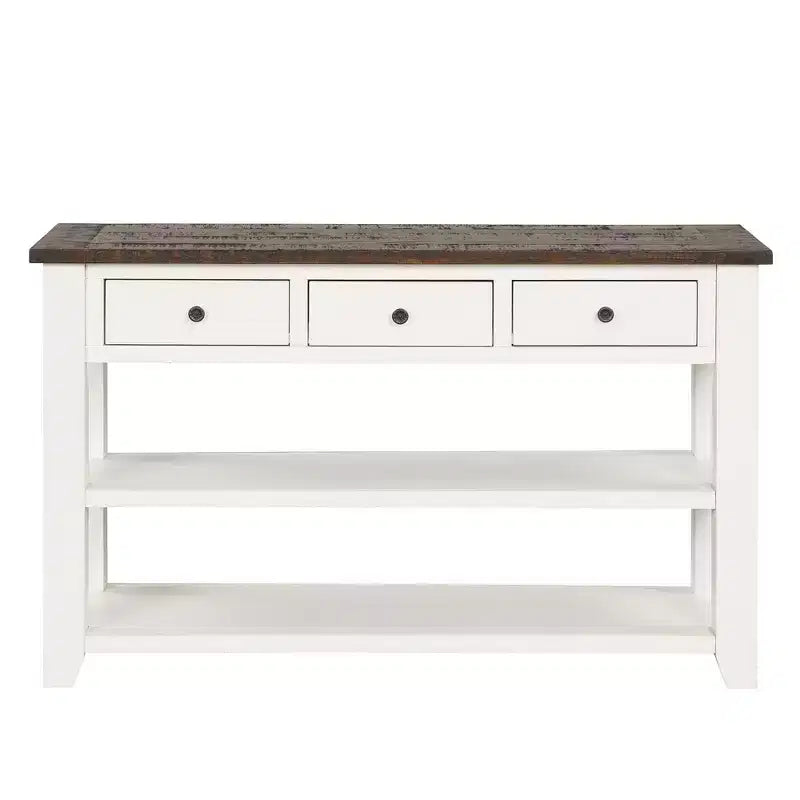 Classic Vintage Console Table – 3 Storage Drawers & 2 Open Shelves, Entryway & Living Room