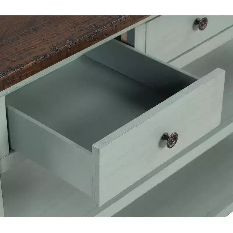 Klassischer Vintage Konsolentisch – 3 Aufbewahrungsschubladen & 2 offene Regale, Flur & Wohnzimmer  