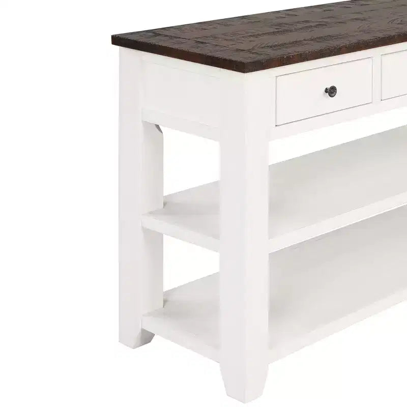 Klassischer Vintage Konsolentisch – 3 Aufbewahrungsschubladen & 2 offene Regale, Flur & Wohnzimmer  