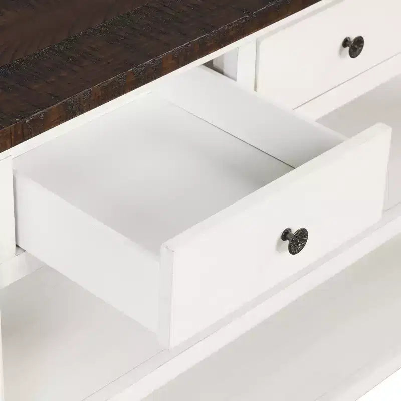 Klassischer Vintage Konsolentisch – 3 Aufbewahrungsschubladen & 2 offene Regale, Flur & Wohnzimmer  