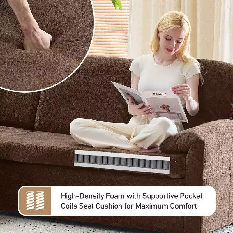 Samt U-förmiges Eck-Schlafsofa – Ecksofa mit Bettfunktion, gepolstert