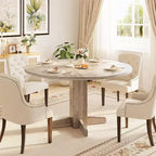 Table à manger ronde noire de 47 pouces pour 4-6 personnes, style ferme, base piédestal robuste, idéale pour salon, appartement, salle à manger