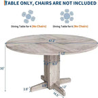Table à manger ronde noire de 47 pouces pour 4-6 personnes, style ferme, base piédestal robuste, idéale pour salon, appartement, salle à manger