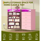 Commode haute à 5 tiroirs – coffre moderne blanc, tiroirs silencieux, rangement de chambre résistant à l'eau