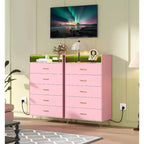 Commode haute à 5 tiroirs – coffre moderne blanc, tiroirs silencieux, rangement de chambre résistant à l'eau