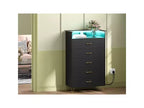 Commode haute à 5 tiroirs – coffre moderne blanc, tiroirs silencieux, rangement de chambre résistant à l'eau