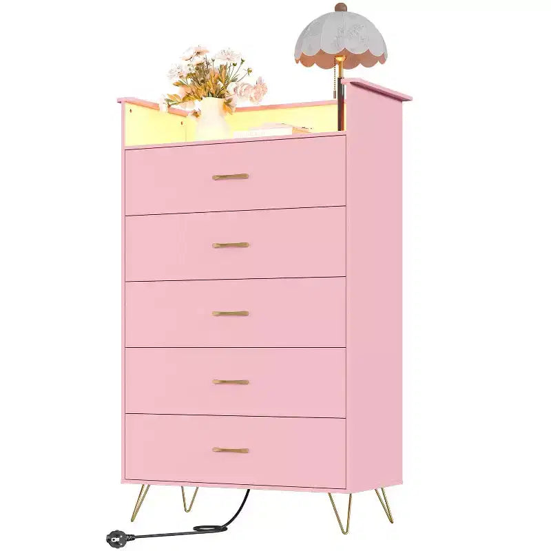 5-Drawer Tall Dresser – Modern White Chest, Silent Drawers, Water-Resistant Bedroom Storage