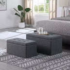 Panca contenitore moderna – poggiapiedi pouf, seduta imbottita, ingresso, soggiorno e camera da letto, grigio scuro