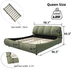Queen Size Luxury Upholstered Platform Bed – Oversized Padded Headboard, Solid Wood Frame, Green