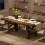 71" rustieke boerderij eettafel – rechthoekige houten keukentafel voor 6-8 personen, zware basis