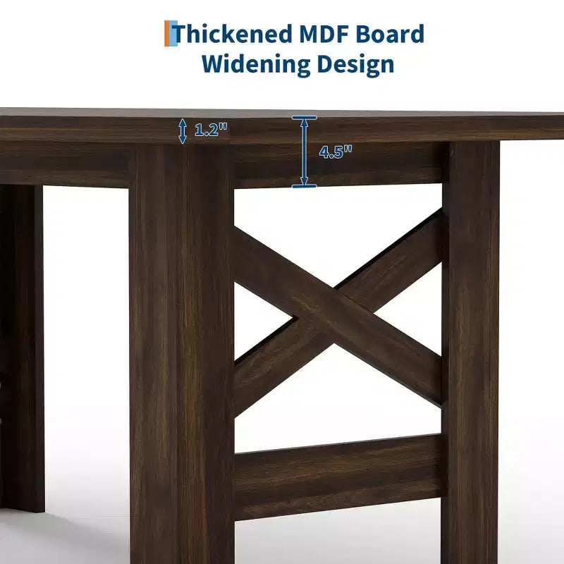 71" rustieke boerderij eettafel – rechthoekige houten keukentafel voor 6-8 personen, zware basis