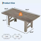 71" rustieke boerderij eettafel – rechthoekige houten keukentafel voor 6-8 personen, zware basis