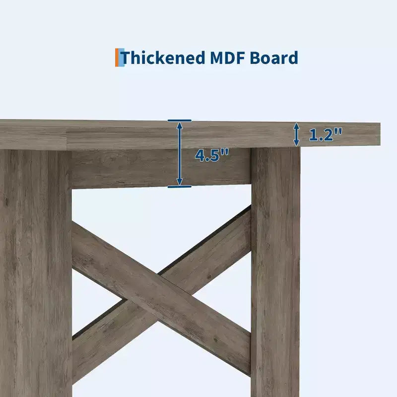 71" rustieke boerderij eettafel – rechthoekige houten keukentafel voor 6-8 personen, zware basis