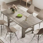 71" rustieke boerderij eettafel – rechthoekige houten keukentafel voor 6-8 personen, zware basis