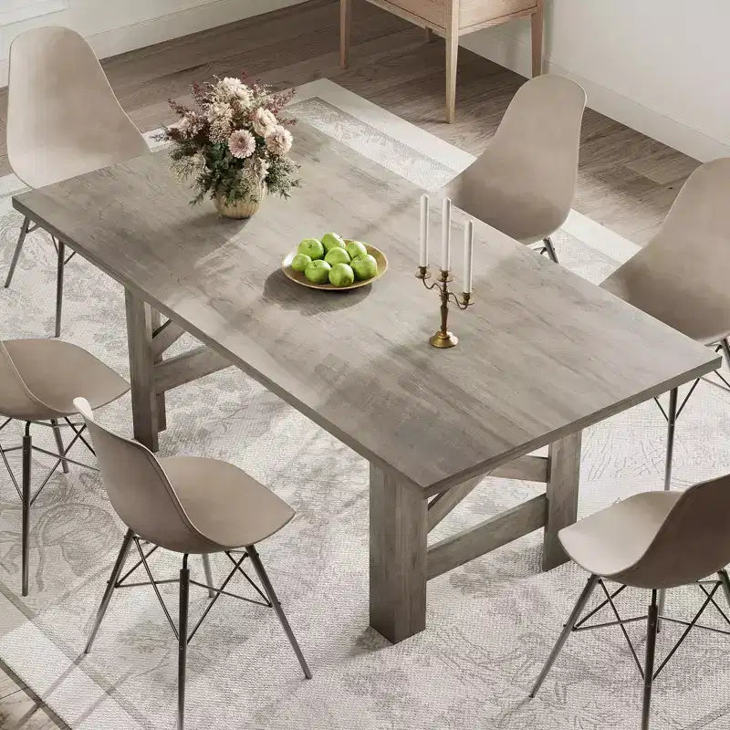 71" Rustic Farmhouse Dining Table – Rectangular Wood Kitchen Table for 6–8, Heavy-Duty Base