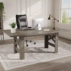 71" rustieke boerderij eettafel – rechthoekige houten keukentafel voor 6-8 personen, zware basis