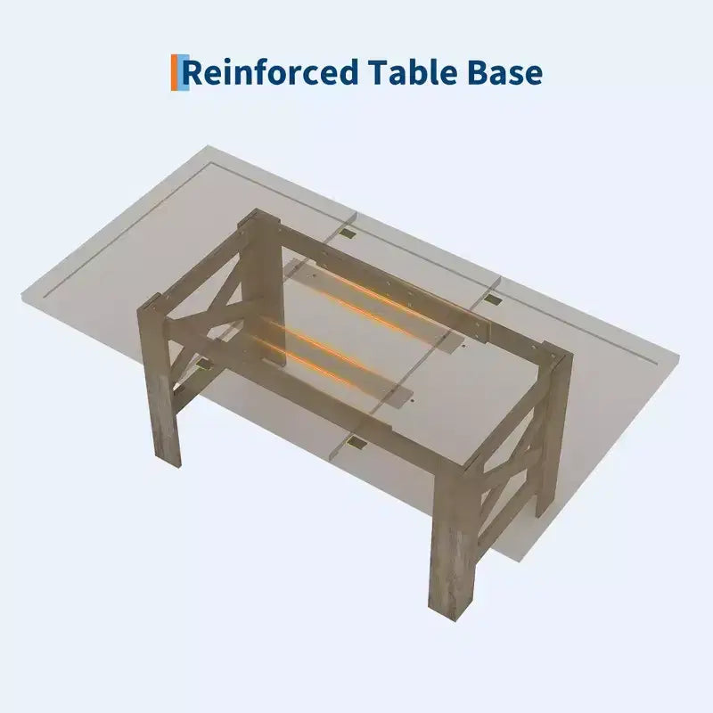 71" rustieke boerderij eettafel – rechthoekige houten keukentafel voor 6-8 personen, zware basis