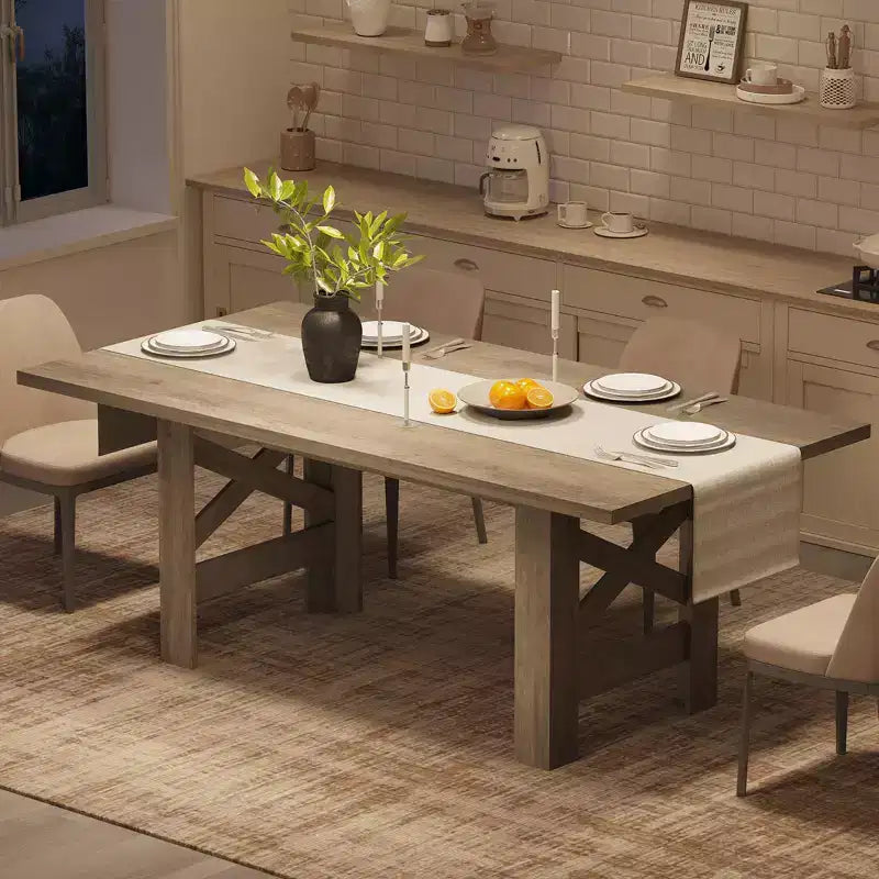71" rustieke boerderij eettafel – rechthoekige houten keukentafel voor 6-8 personen, zware basis