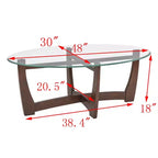 48" Oval Glass-Top Coffee Table – Round Base, Living Room & Office, Cherry