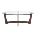 48" Oval Glass-Top Coffee Table – Round Base, Living Room & Office, Cherry