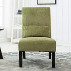 Fauteuil d'appoint en chenille sans accoudoirs – Coussin assorti, pieds en bois massif, design graffiti moderne