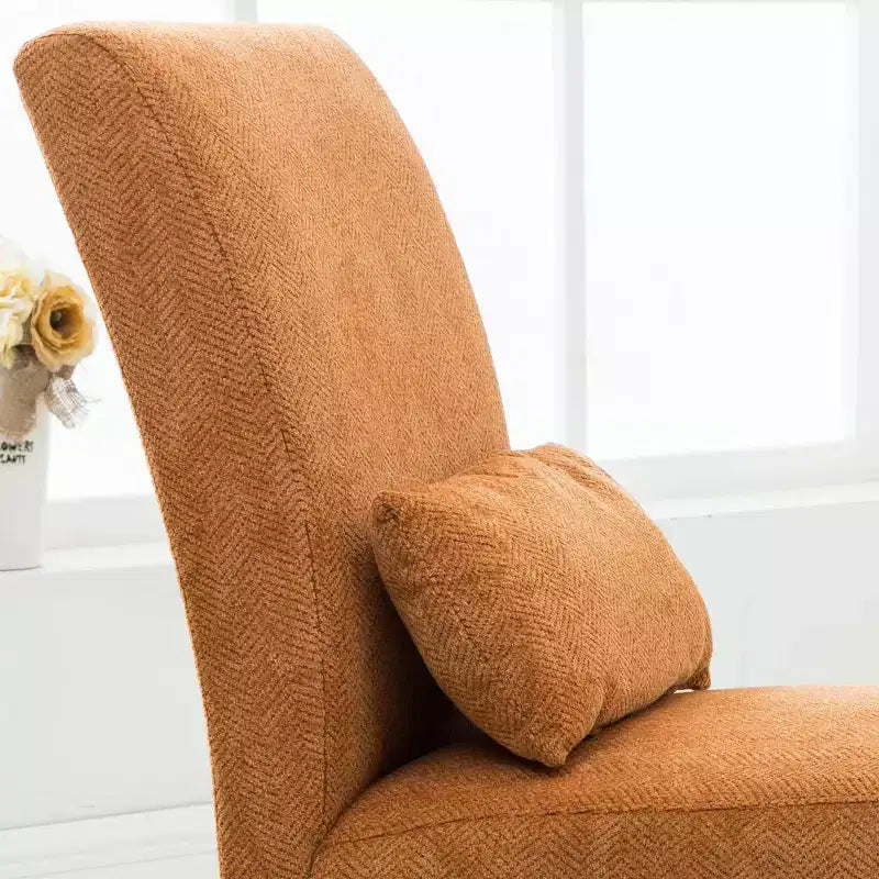 Fauteuil d'appoint en chenille sans accoudoirs – Coussin assorti, pieds en bois massif, design graffiti moderne