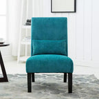 Fauteuil d'appoint en chenille sans accoudoirs – Coussin assorti, pieds en bois massif, design graffiti moderne