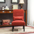 Fauteuil d'appoint en chenille sans accoudoirs – Coussin assorti, pieds en bois massif, design graffiti moderne