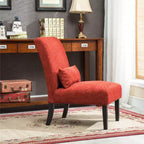 Fauteuil d'appoint en chenille sans accoudoirs – Coussin assorti, pieds en bois massif, design graffiti moderne