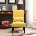 Fauteuil d'appoint en chenille sans accoudoirs – Coussin assorti, pieds en bois massif, design graffiti moderne